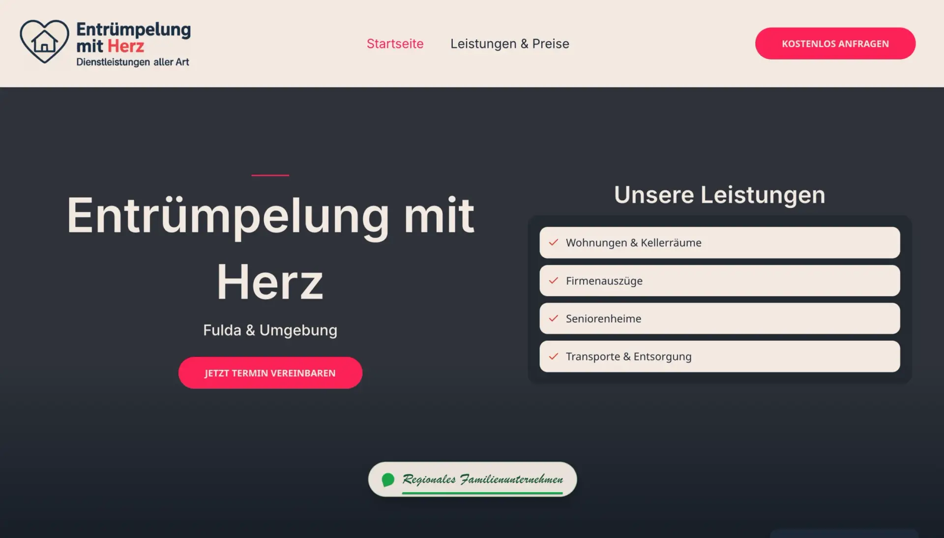 Entrümpelung mit Herz Fulda – Website Preview