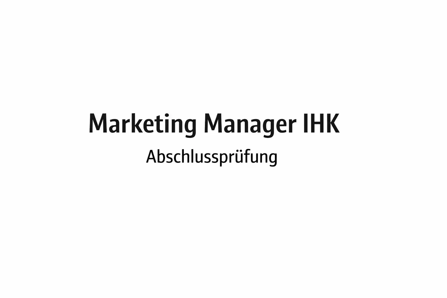 Marketing Manager Zertifikat